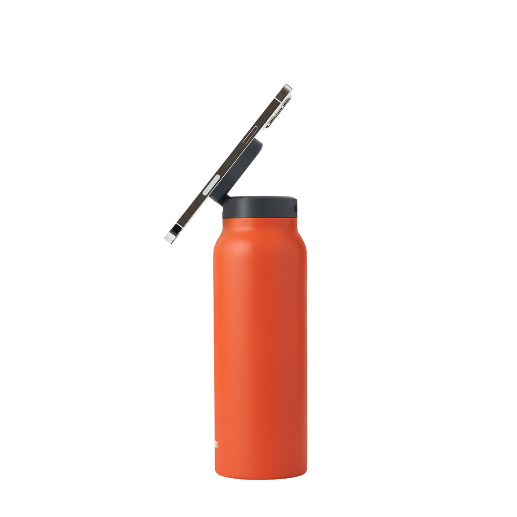 Water Bottle With Magnetic Lid And Phone Holder On The Go