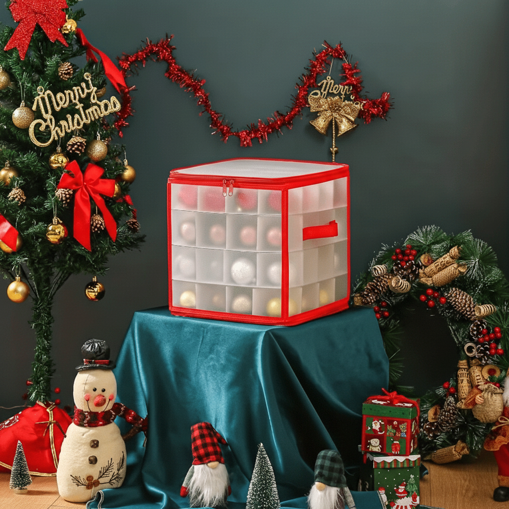 Clear Plastic Ornament Storage Box — Transparent & Stackable