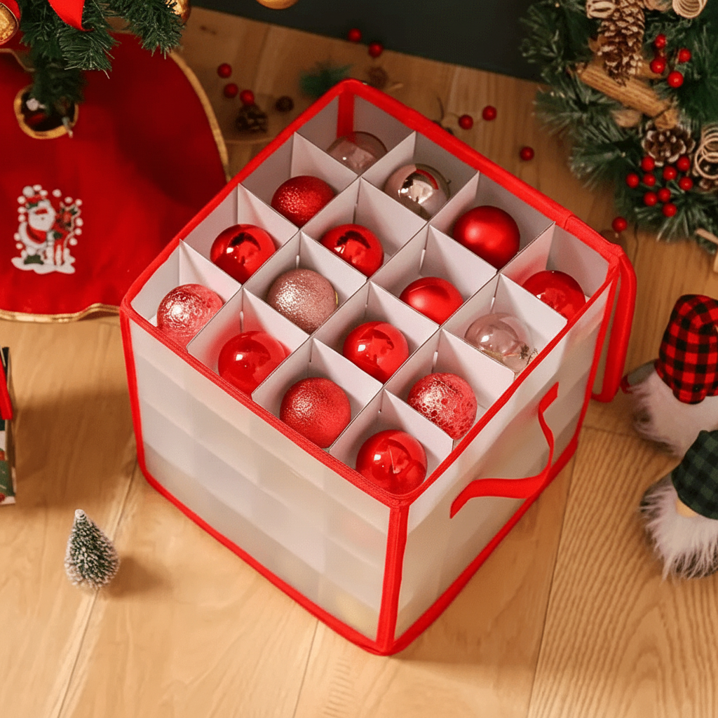 Clear Plastic Ornament Storage Box — Transparent & Stackable
