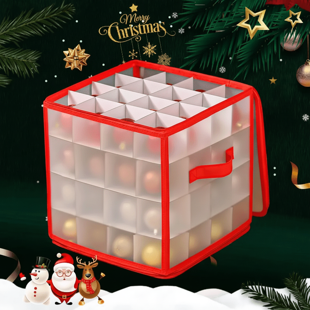 Clear Plastic Ornament Storage Box — Transparent & Stackable