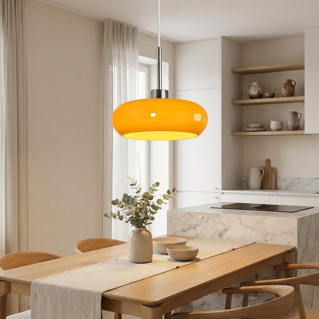 Orvyn Pendant Light Bauhaus Inspired With Glass Accents And A Metal Frame