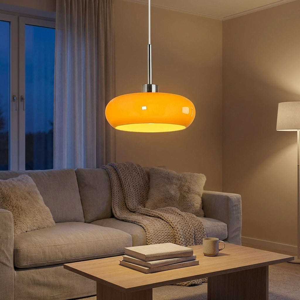 Orvyn Pendant Light Bauhaus Inspired With Glass Accents And A Metal Frame