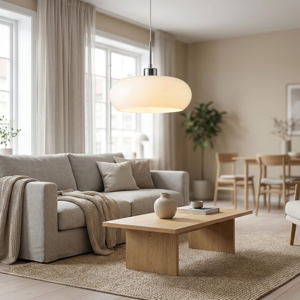 Orvyn Pendant Light Bauhaus Inspired With Glass Accents And A Metal Frame