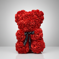 人造玫瑰花瓣泰迪熊毛绒摆件——高25cm，重140g