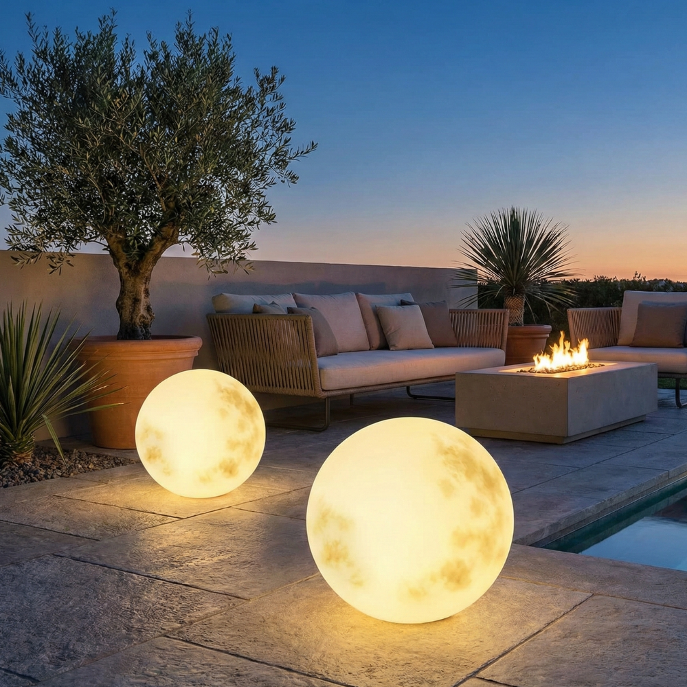 Lunar Garden Light USB Rechargeable LED Lamp For Outdoors Weatherproof
