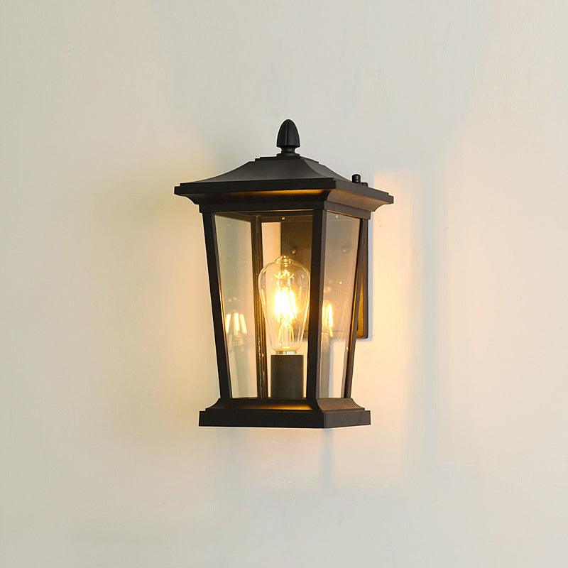 Lampada da parete esterna LED impermeabile in alluminio IP65 nero con vetro a motivo acqua