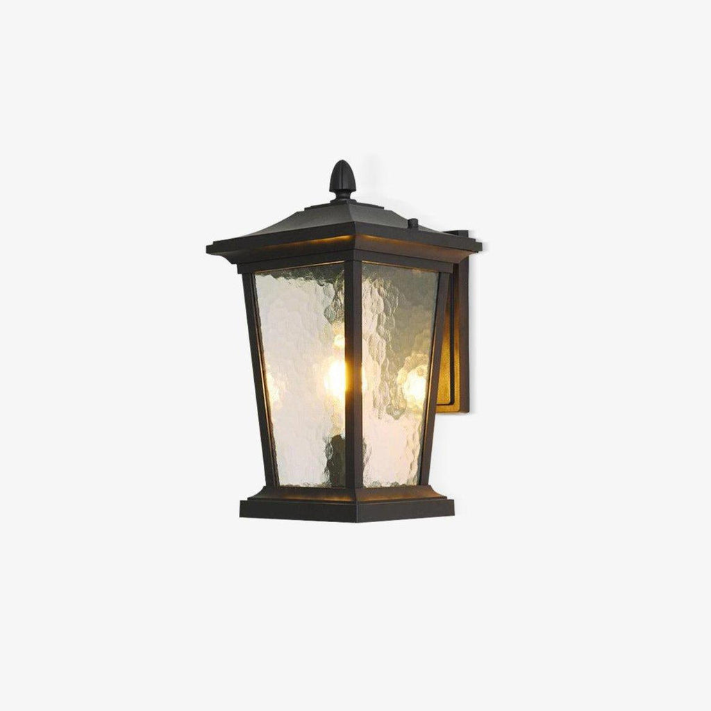 Lampada da parete esterna LED impermeabile in alluminio IP65 nero con vetro a motivo acqua