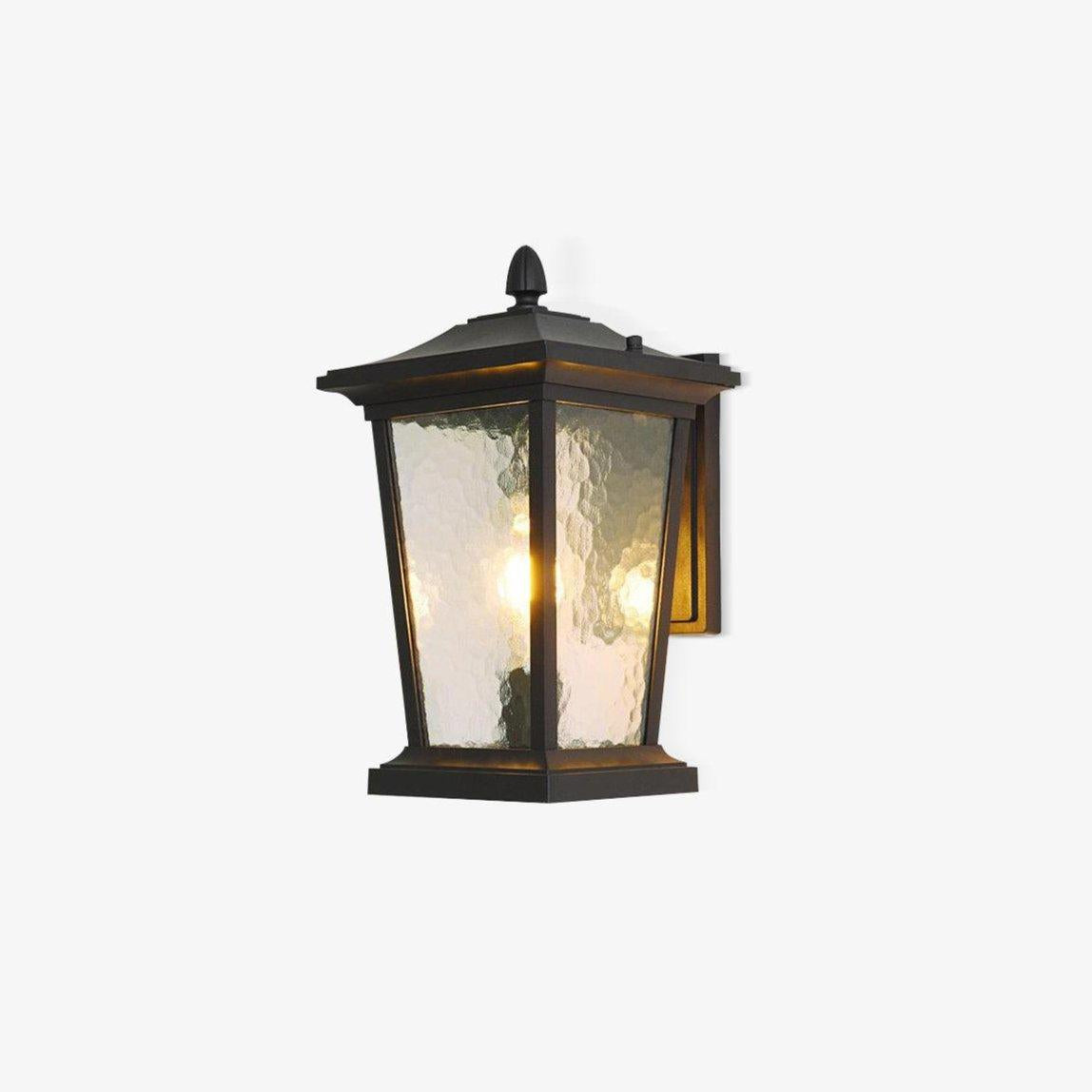 Lampada da parete esterna LED impermeabile in alluminio IP65 nero con vetro a motivo acqua