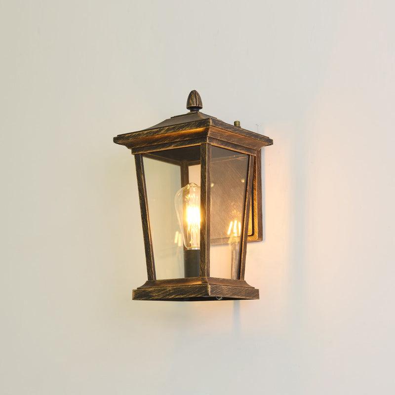 Lampada da parete esterna LED impermeabile in alluminio IP65 nero con vetro a motivo acqua