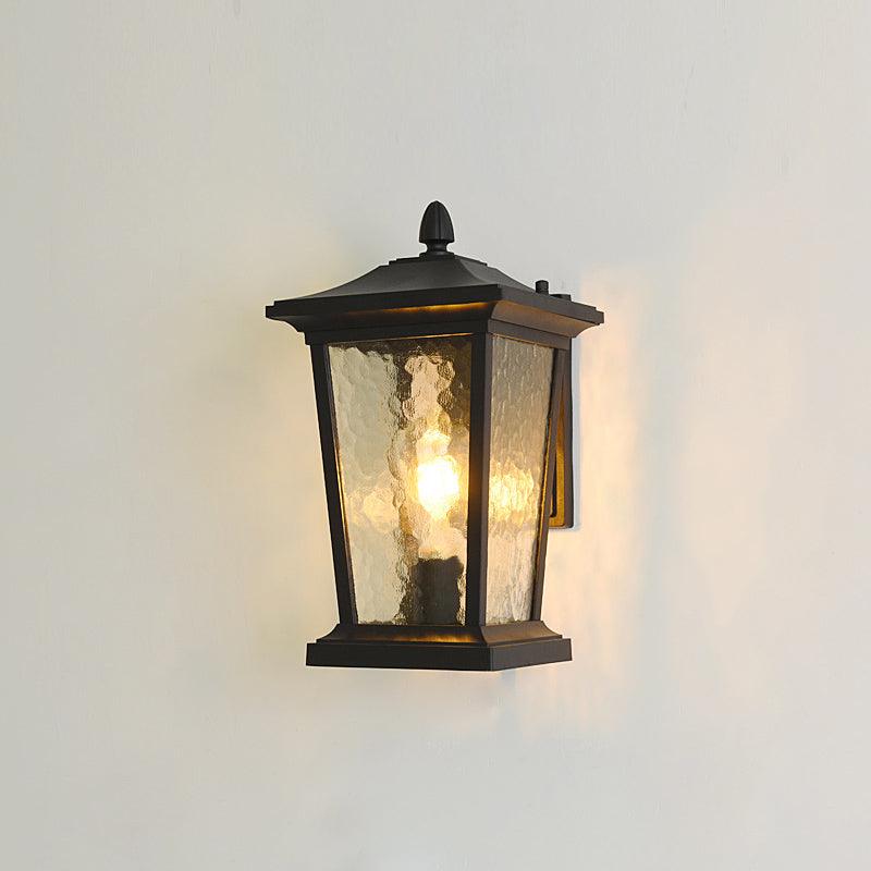 Lampada da parete esterna LED impermeabile in alluminio IP65 nero con vetro a motivo acqua
