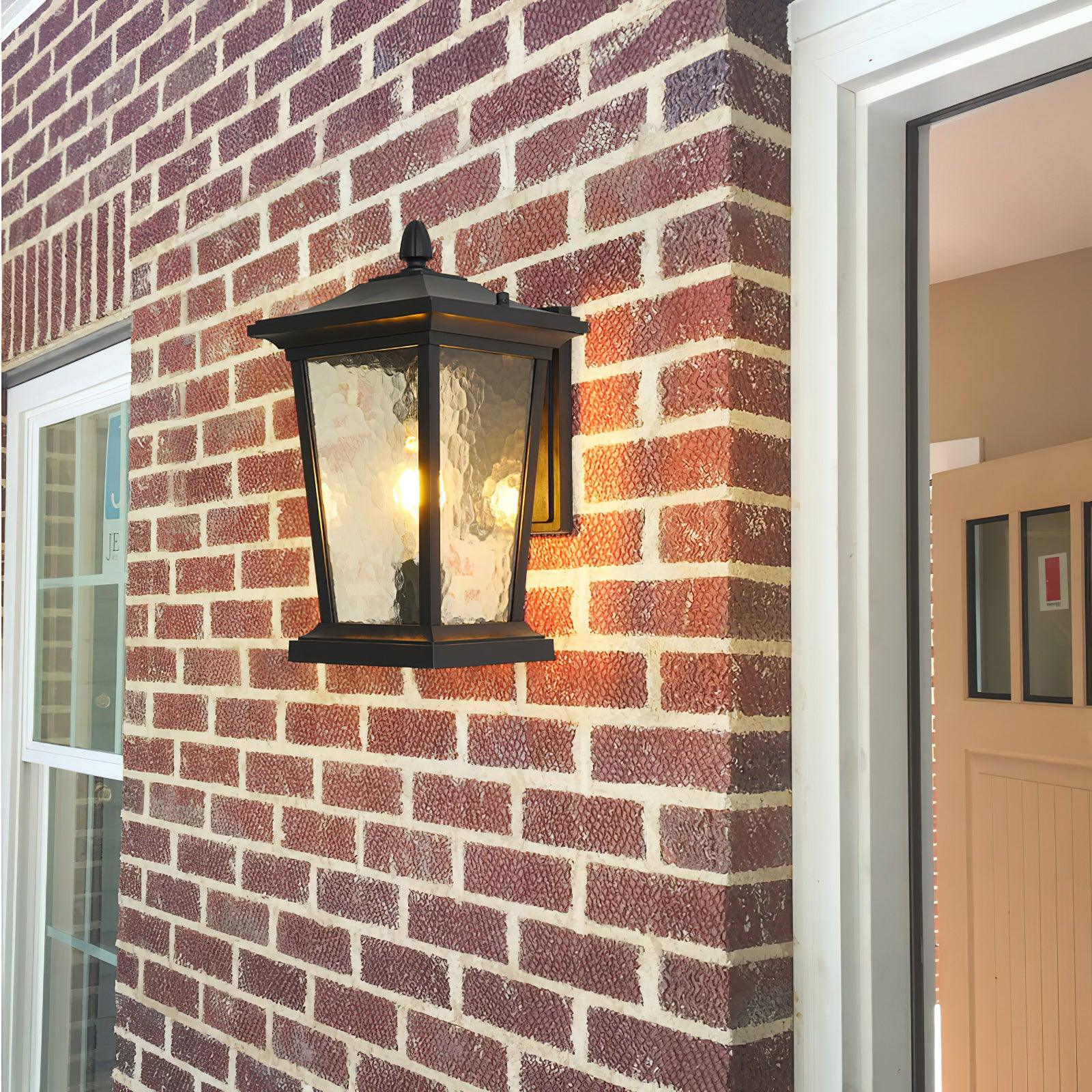 Lampada da parete esterna LED impermeabile in alluminio IP65 nero con vetro a motivo acqua