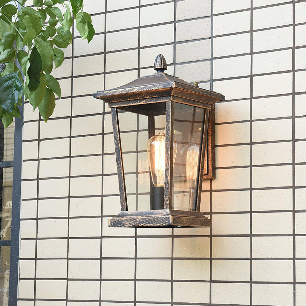 Lampada da parete esterna LED impermeabile in alluminio IP65 nero con vetro a motivo acqua