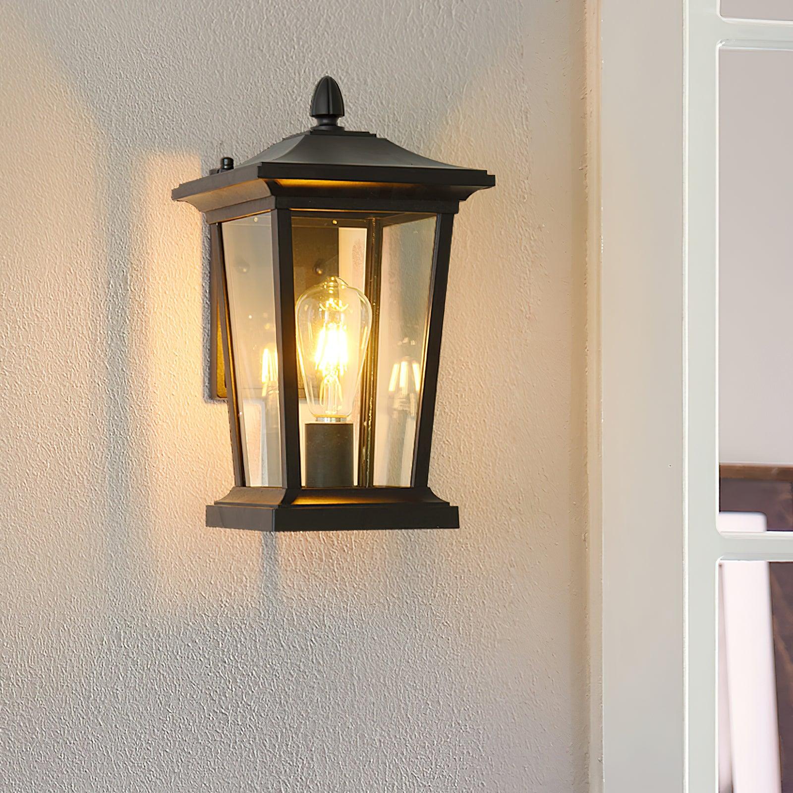 Lampada da parete esterna LED impermeabile in alluminio IP65 nero con vetro a motivo acqua
