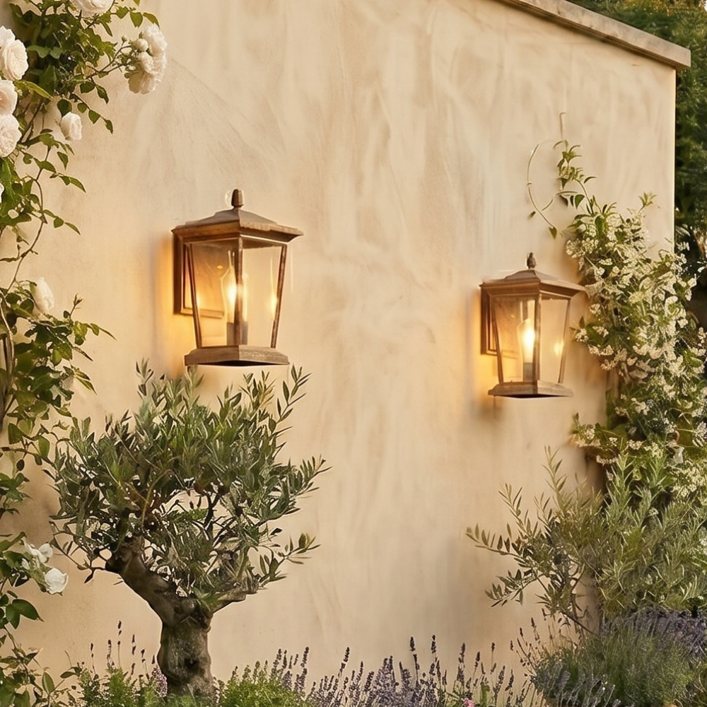 Lampada da parete esterna LED impermeabile in alluminio IP65 nero con vetro a motivo acqua