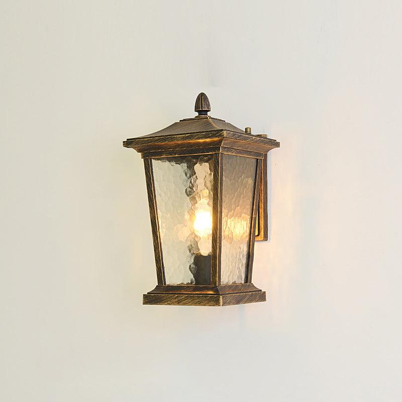Lampada da parete esterna LED impermeabile in alluminio IP65 nero con vetro a motivo acqua