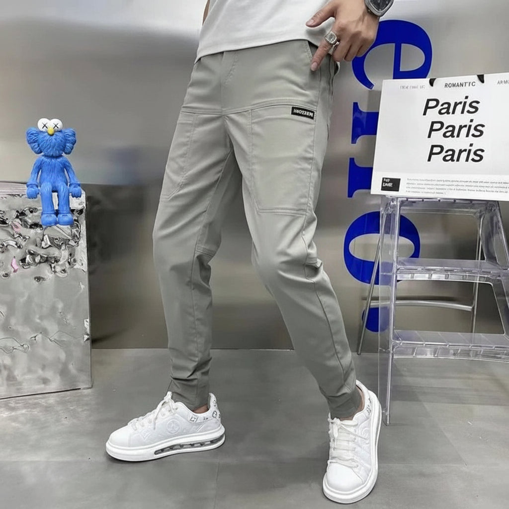Férfi slim fit cargo nadrág — több zsebbel és rugalmas anyagból