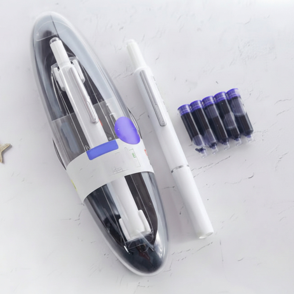 Fountain Pen Retractable Stainless Steel Refillable Writing Pen | Meowbutter