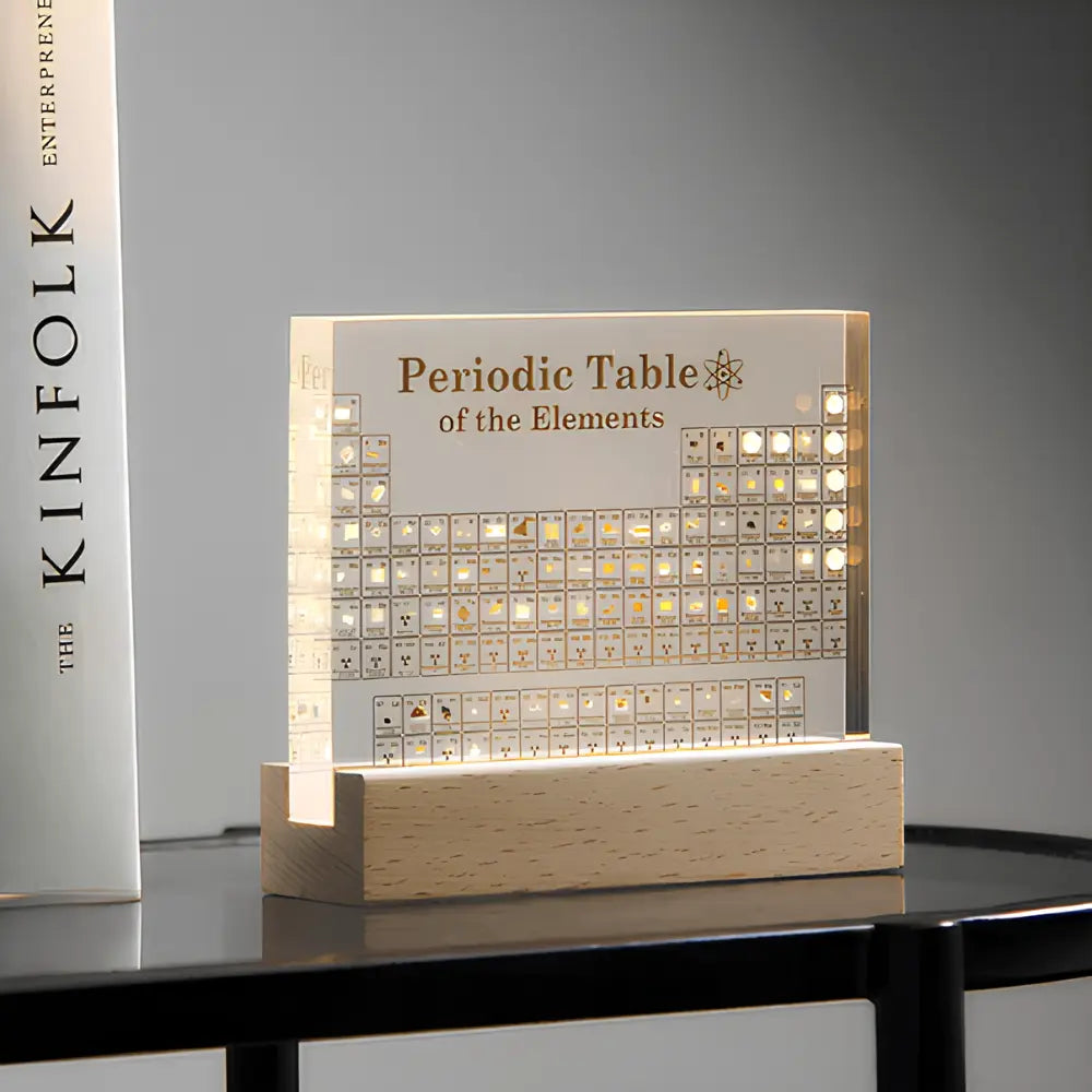 Acrylic LED Periodic Table Display — Backlit Grid Of Real Chemical Elements