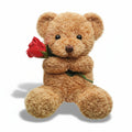 Oso de peluche de San Valentín sosteniendo una rosa — Piel sintética sedosa
