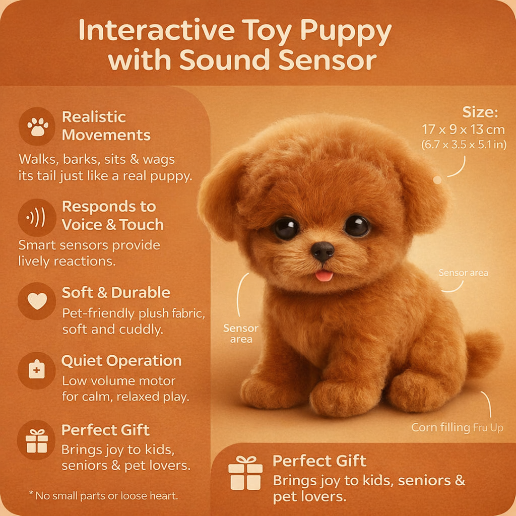 Realistic Motion-Activated Dog Plush Toy — Interactive Sounds, Pacing & Wagging