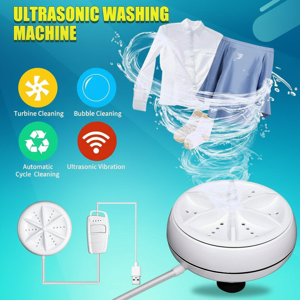 Portable USB Ultrasonic Clothes Washer — Compact Cleaning Device