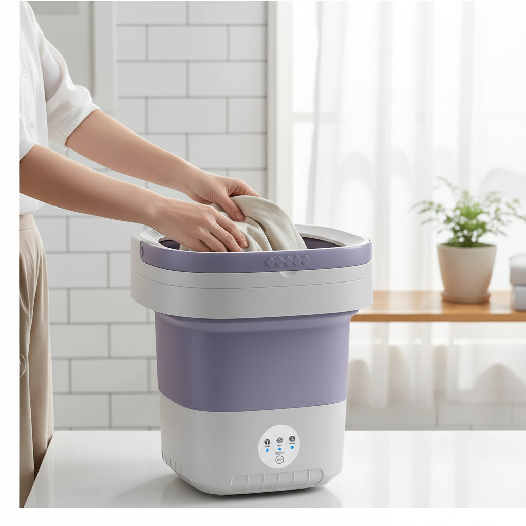 Compact Collapsible Mini Washer — Space-Saving Foldable Frame