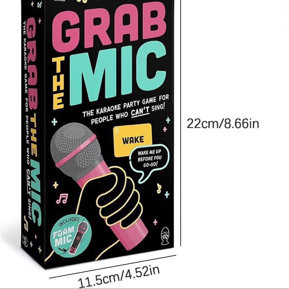 Card Karaoke Word Game — Printed Cue Cards and Foam Microphone