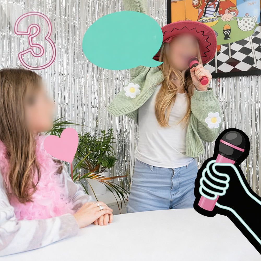 Card Karaoke Word Game — Printed Cue Cards and Foam Microphone