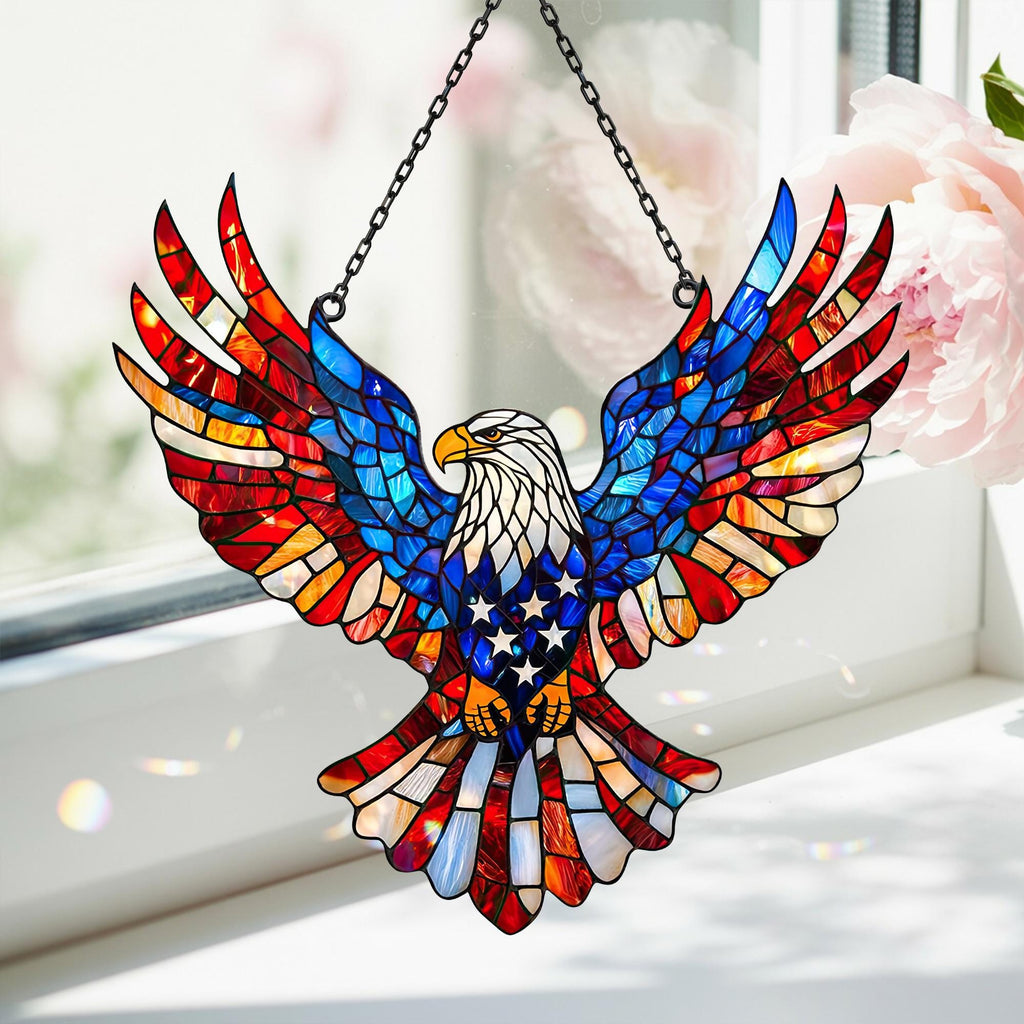 Vægkunst Patriotic Eagle Glasmaleri Solfanger | Meowbutter