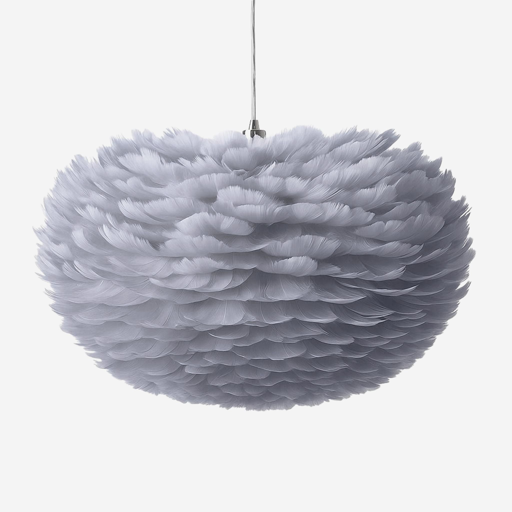 Goose Feather Pendant Lamp, Gray, Round Half-Sphere