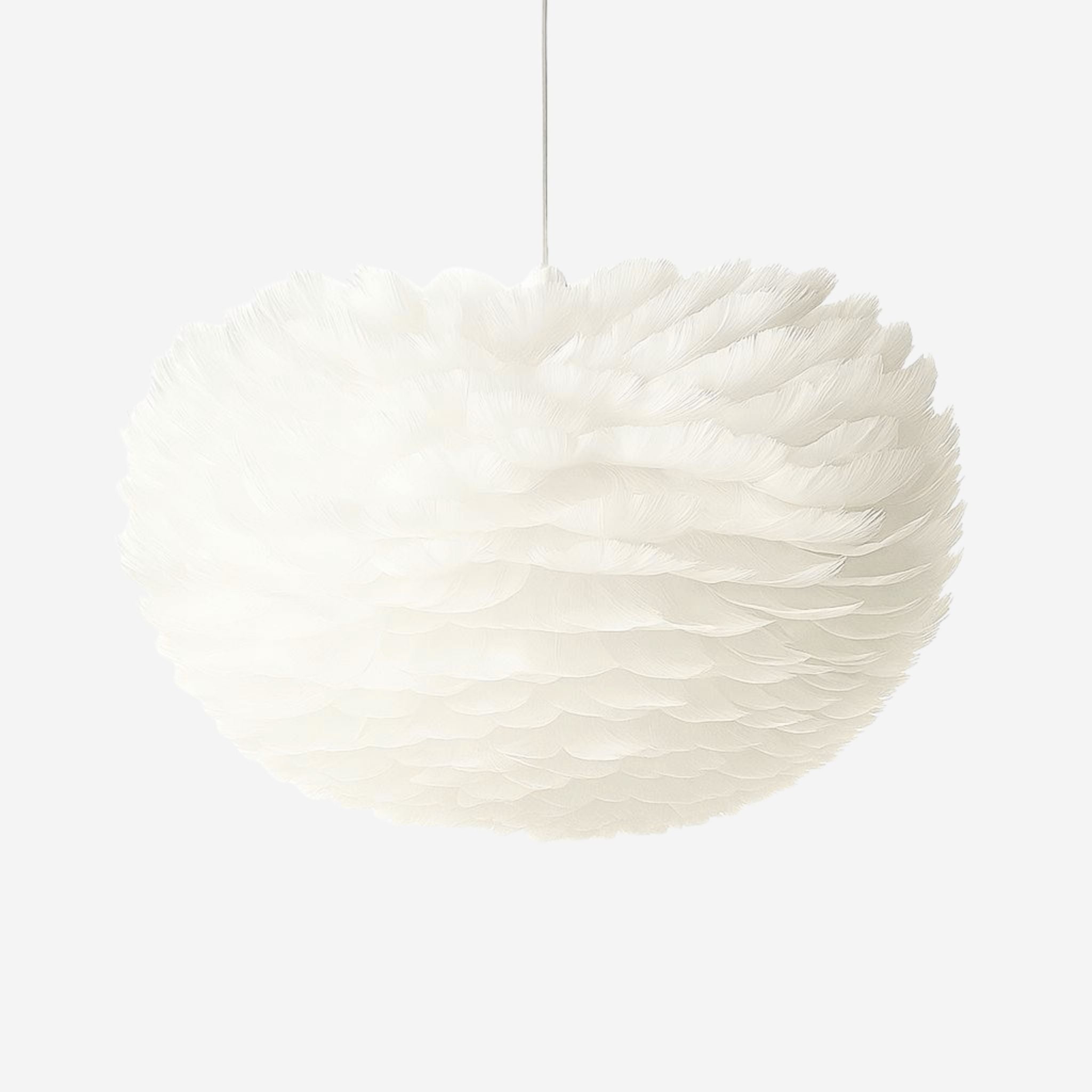Goose Feather Pendant Lamp With Spherical Form And Soft Diffusion