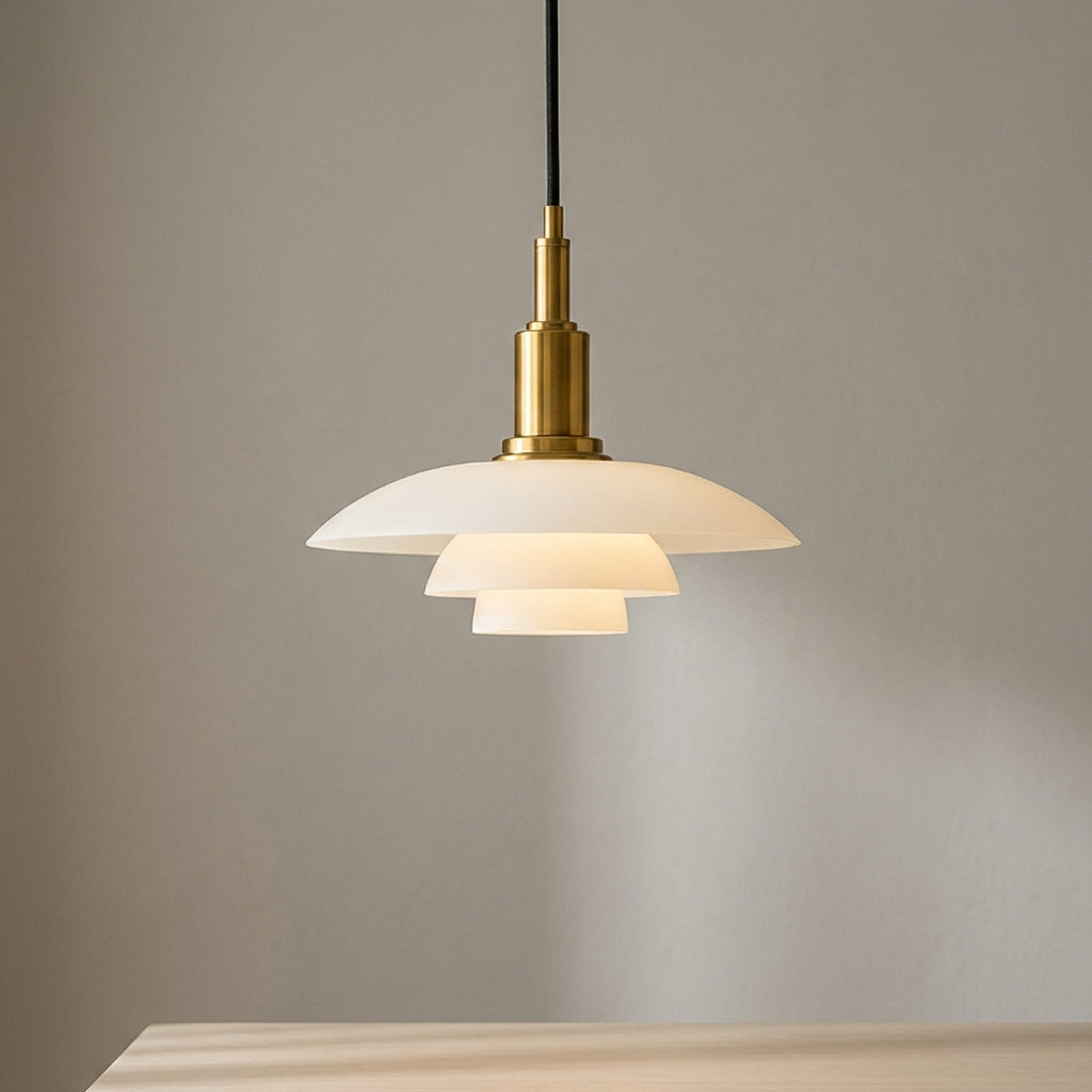 Three Shades Pendant Lamp With Glass And Metal Nordic Style