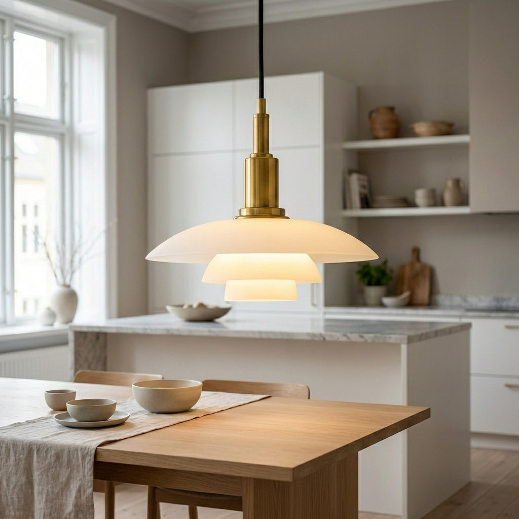 Three Shades Pendant Lamp With Glass And Metal Nordic Style