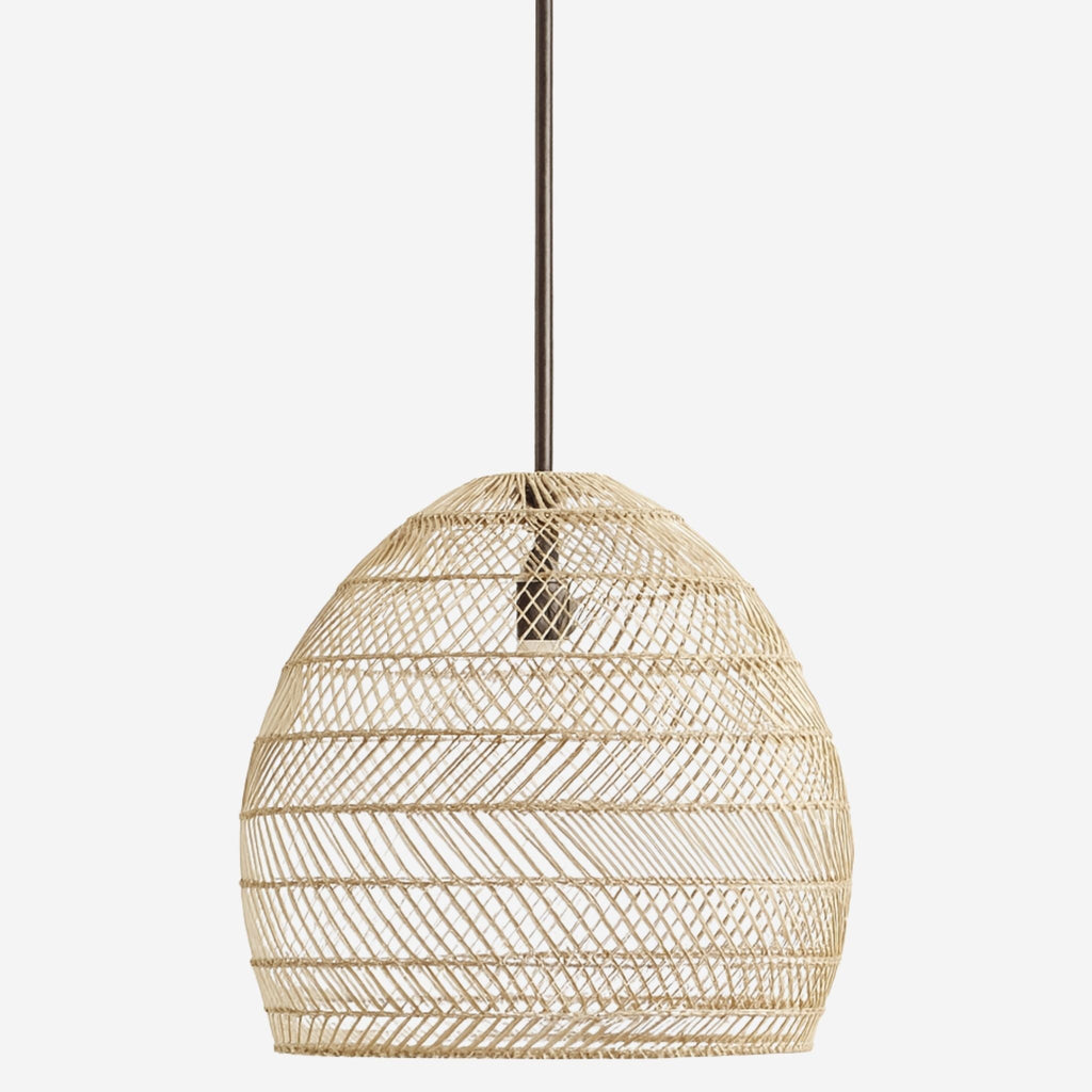 Handwoven Rattan Dome Pendant Lamp Natural Indoor Light