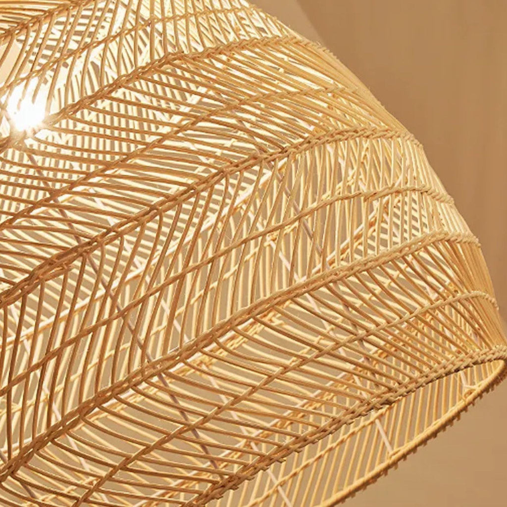 Handwoven Rattan Dome Pendant Lamp Natural Indoor Light