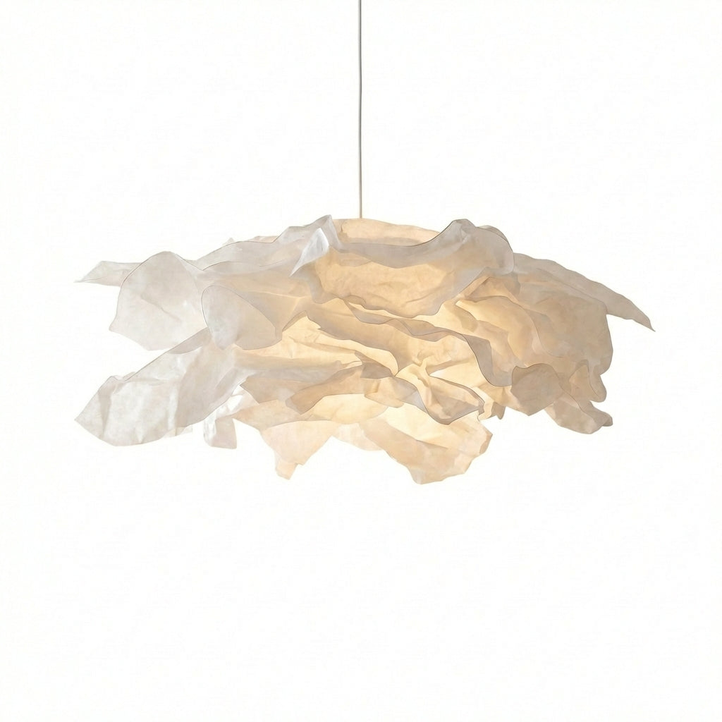 Organic Cloud-Shape Pendant Light In Japanese Paper Shade, Sculptural Ceiling Light