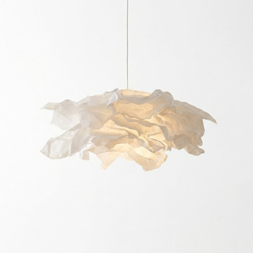 Organic Cloud-Shape Pendant Light In Japanese Paper Shade, Sculptural Ceiling Light