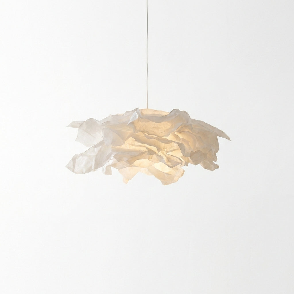 Organic Cloud-Shape Pendant Light In Japanese Paper Shade, Sculptural Ceiling Light