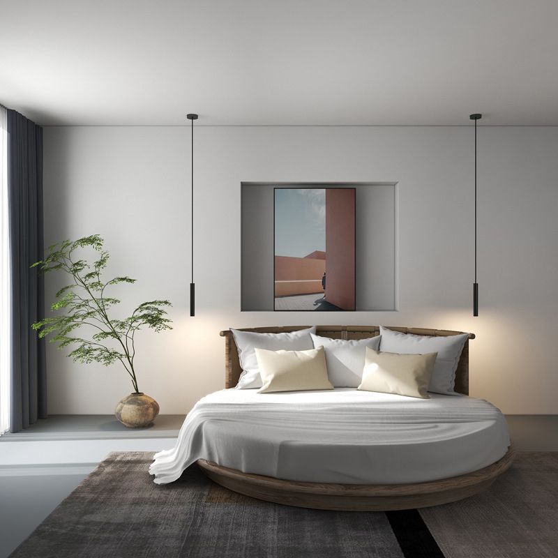 Metal Cylindrical Pendant Lamp With Included LED Light