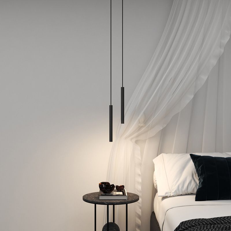 Metal Cylindrical Pendant Lamp With Included LED Light