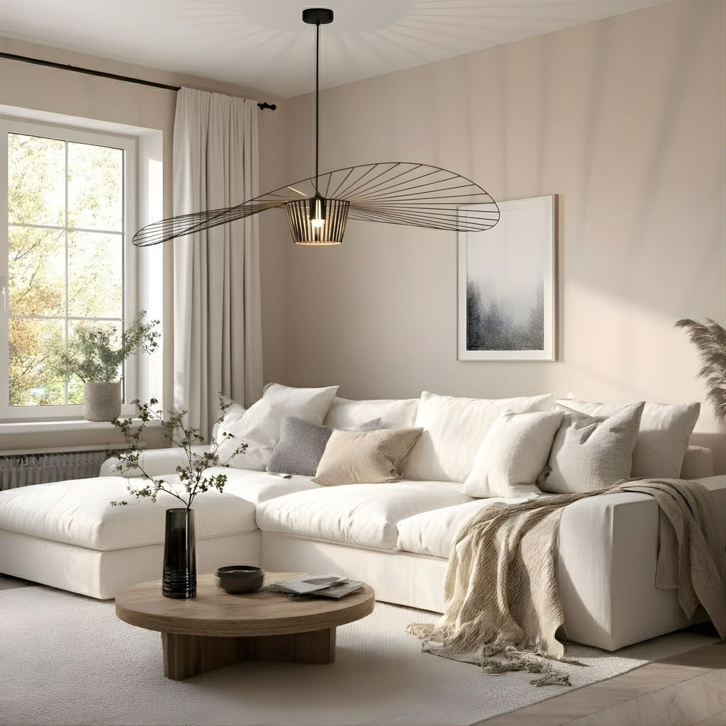 Winged Metal Pendant Lamp With Glass Fiber And Polyurethane, Dimmer Compatible