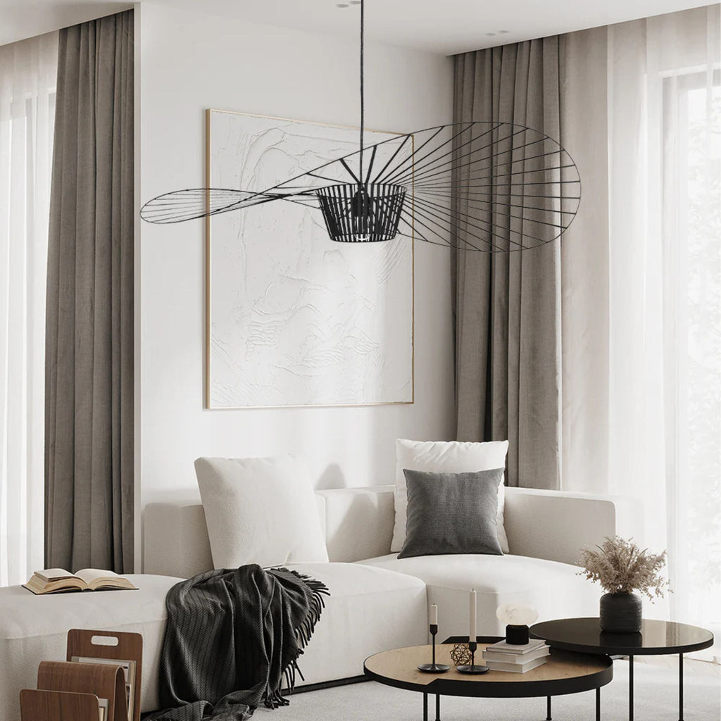 Winged Metal Pendant Lamp With Glass Fiber And Polyurethane, Dimmer Compatible