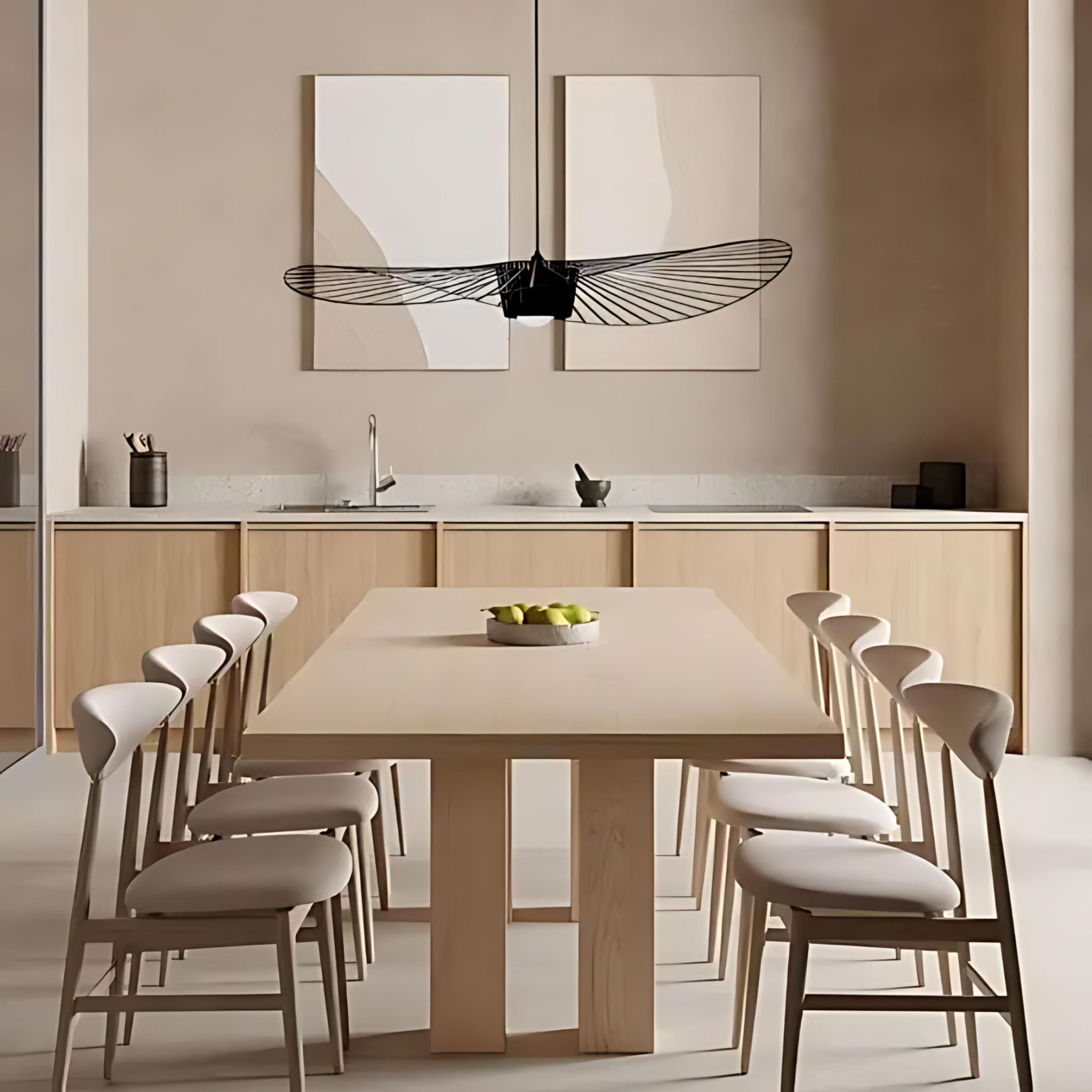 Winged Metal Pendant Lamp With Glass Fiber And Polyurethane, Dimmer Compatible