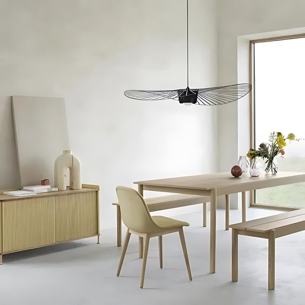 Winged Metal Pendant Lamp With Glass Fiber And Polyurethane, Dimmer Compatible