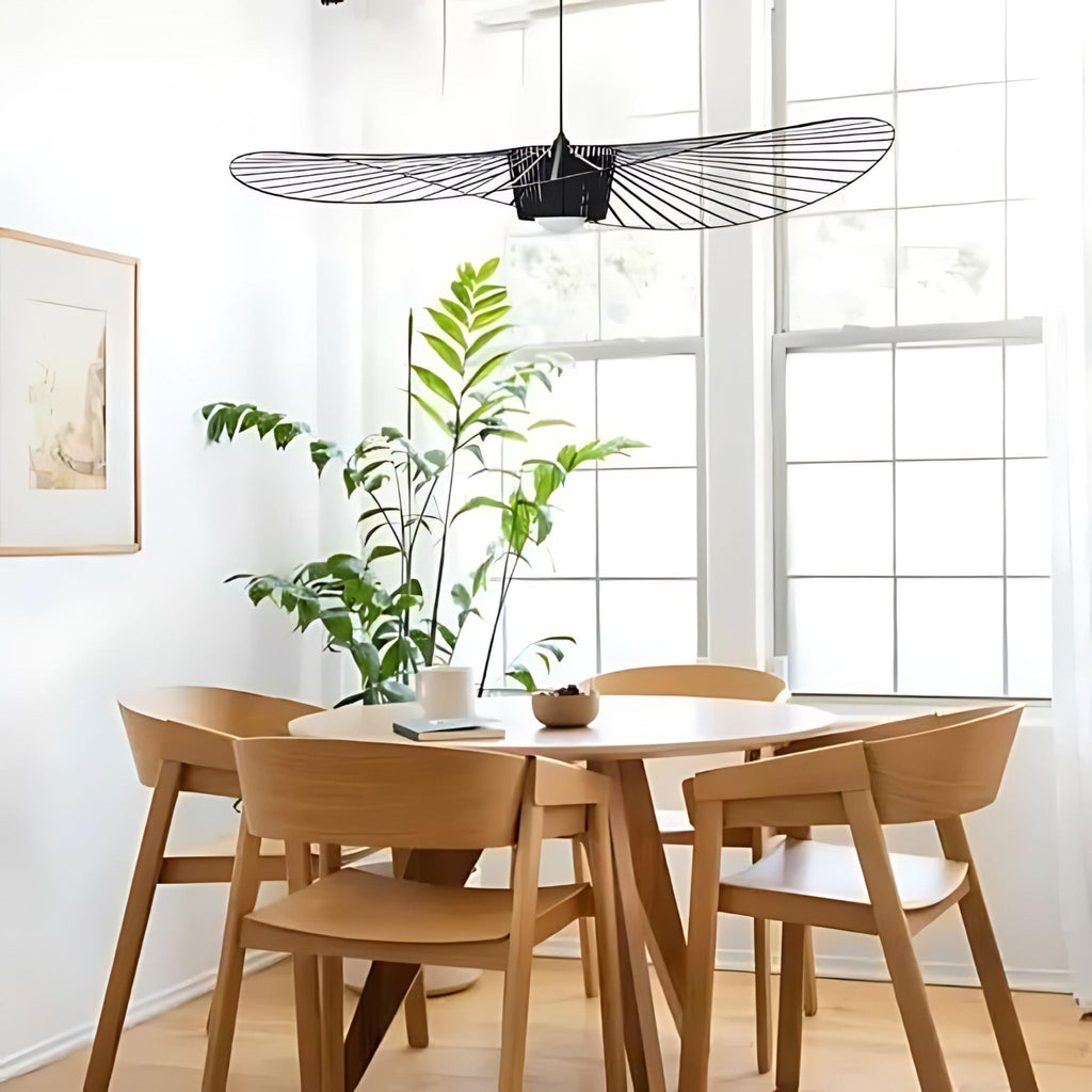 Winged Metal Pendant Lamp With Glass Fiber And Polyurethane, Dimmer Compatible