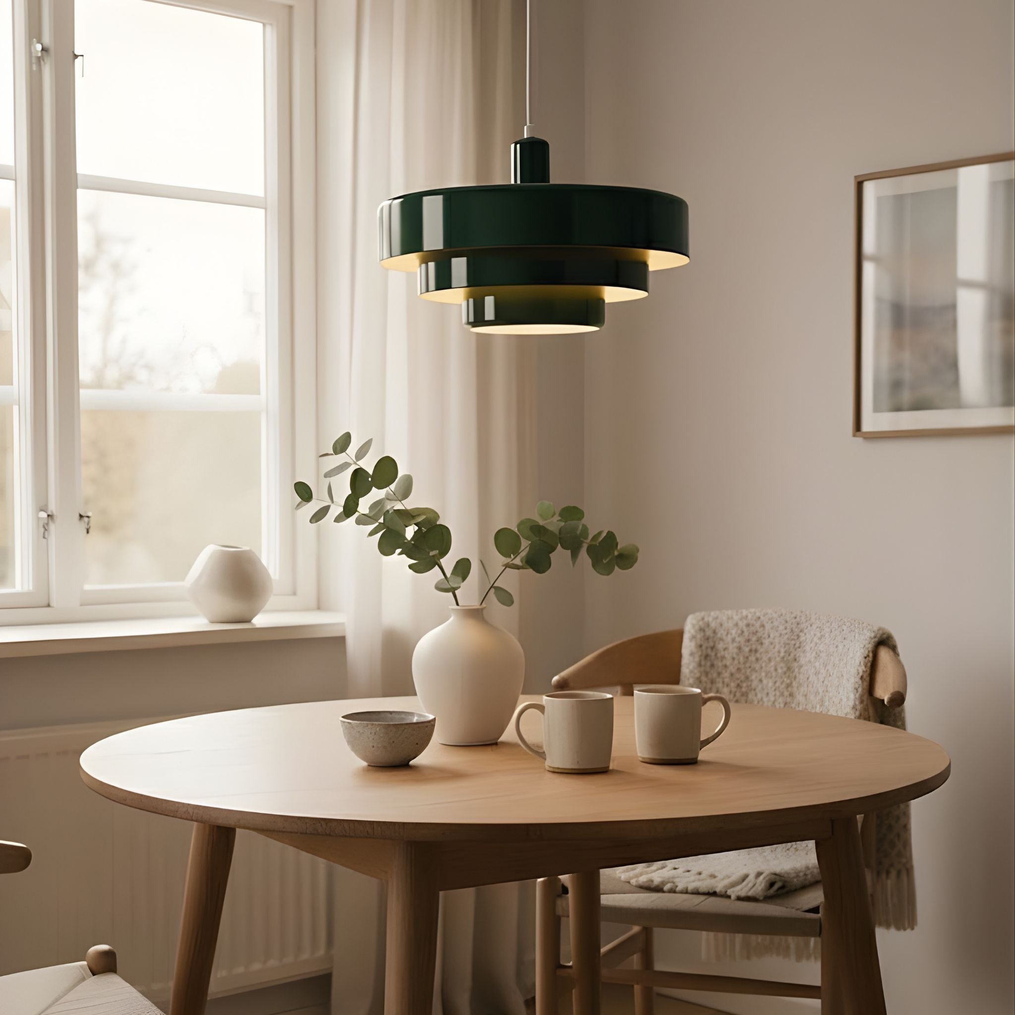 Metal Pendant Light With Layered Shade Bauhaus-Inspired Mid-Century Design