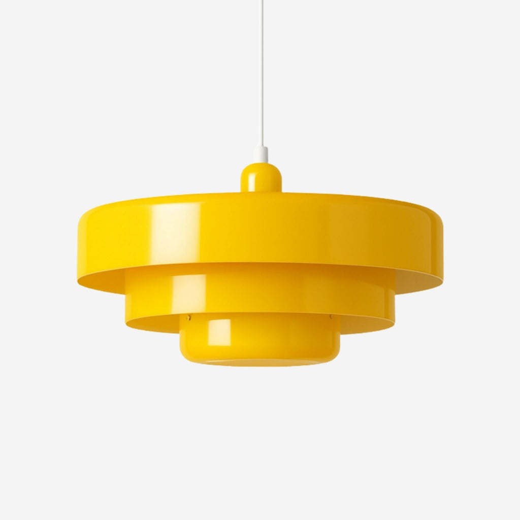 Metal Pendant Light With Layered Shade Bauhaus-Inspired Mid-Century Design