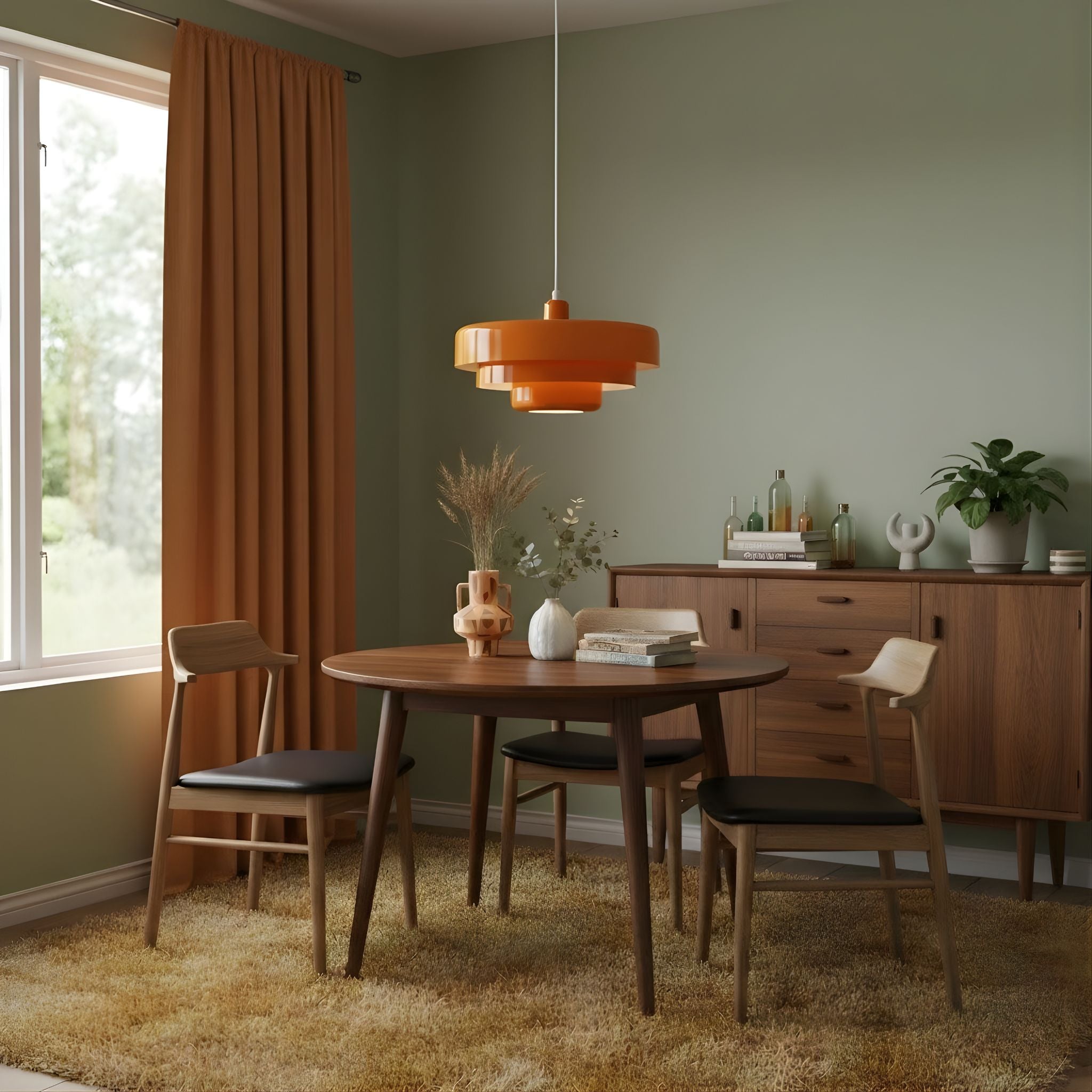 Metal Pendant Light With Layered Shade Bauhaus-Inspired Mid-Century Design