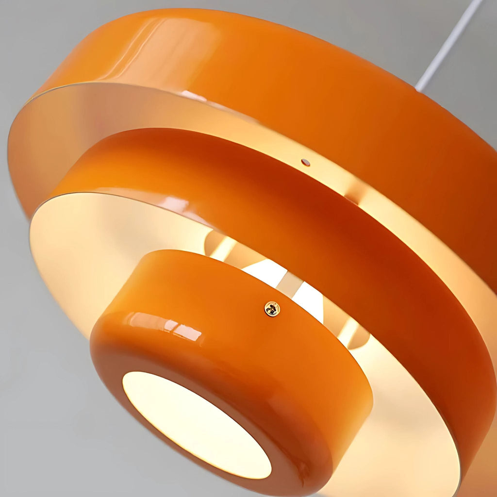 Metal Pendant Light With Layered Shade Bauhaus-Inspired Mid-Century Design