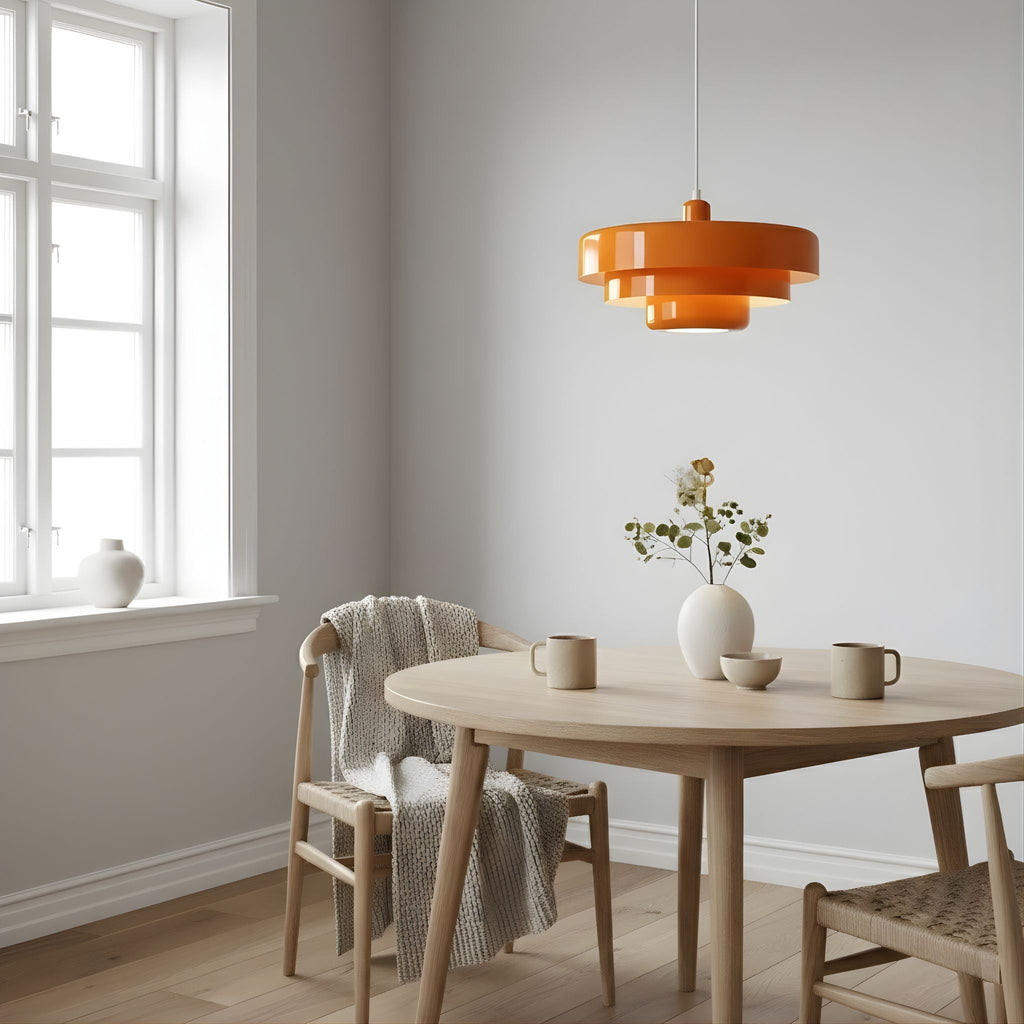 Metal Pendant Light With Layered Shade Bauhaus-Inspired Mid-Century Design